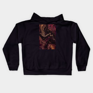 Lush abstract pattern, in gold and crimson paint texture Kids Hoodie